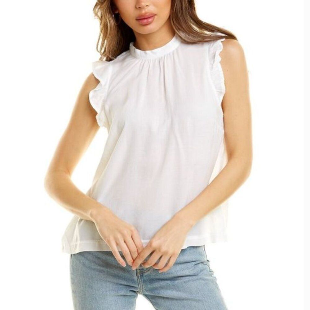 Bella Dahl Womens Mock Neck Ruffle Top in Light Pink  (S)